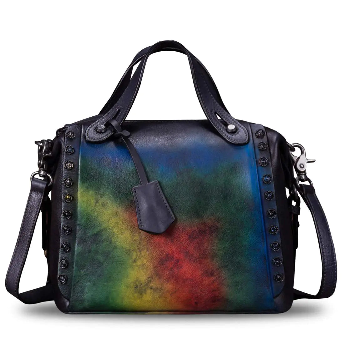 Genuine Leather Satchel for Women Handmade Vintage Crossbody Bag Shoulder Purses for Ladies (Multicolor1)